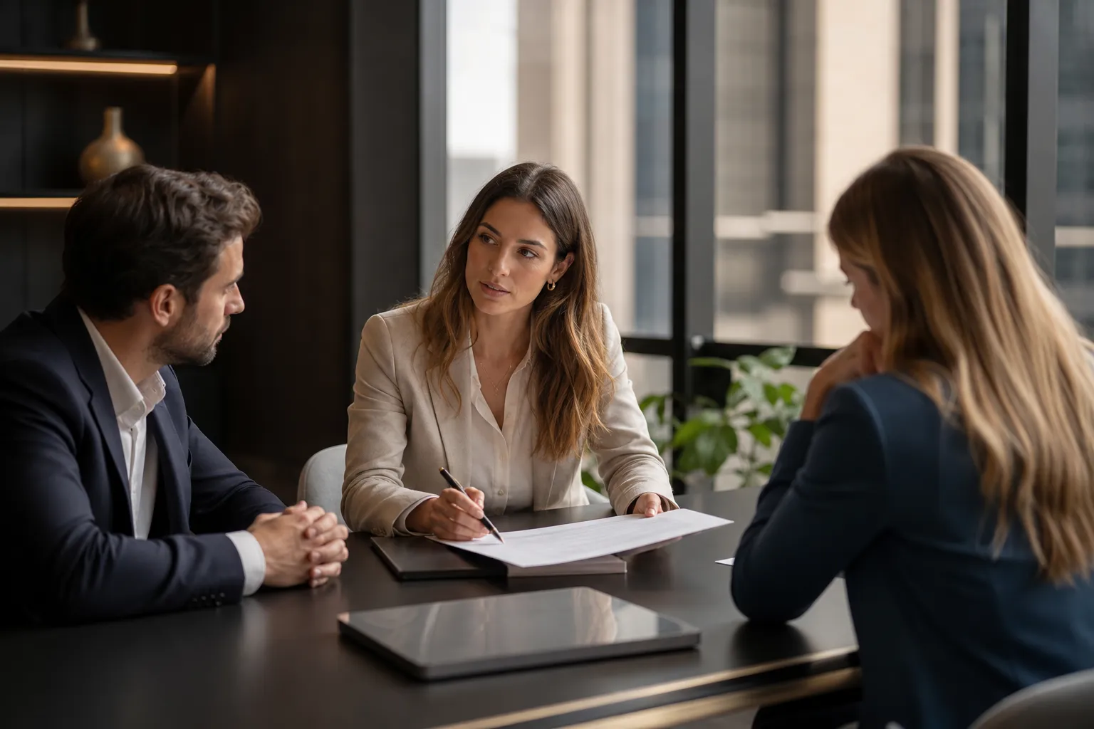 Un salarié signe un accord de formation avec son employeur, documents et ordinateur portable sur le bureau.