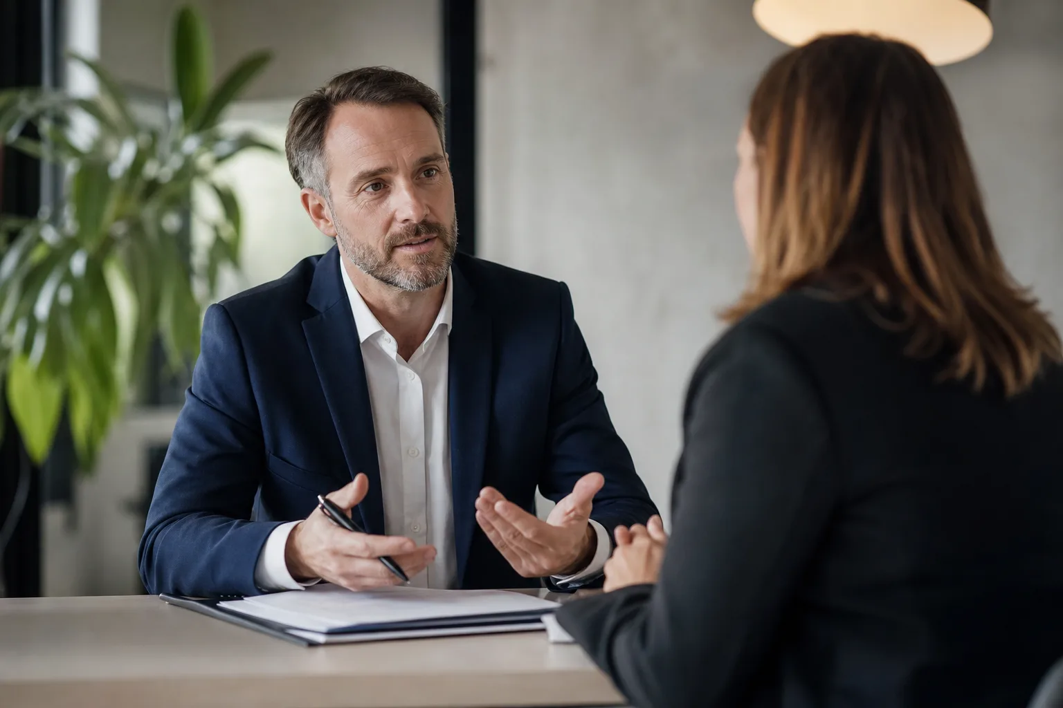 Un dirigeant de petite entreprise consulte un échéancier de paiement et des relevés de cotisations sociales sur son ordinateur portable, dans son bureau.