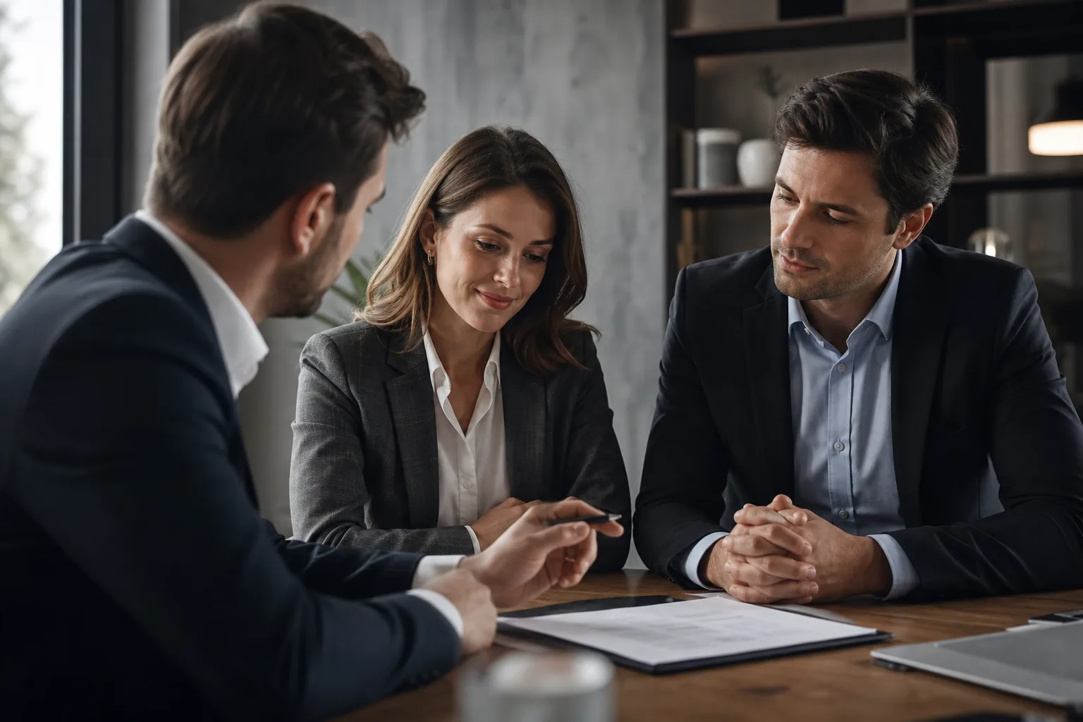Propriétaire d'un fonds de commerce et locataire-gérant examinant un contrat de location-gérance avec leur conseil.