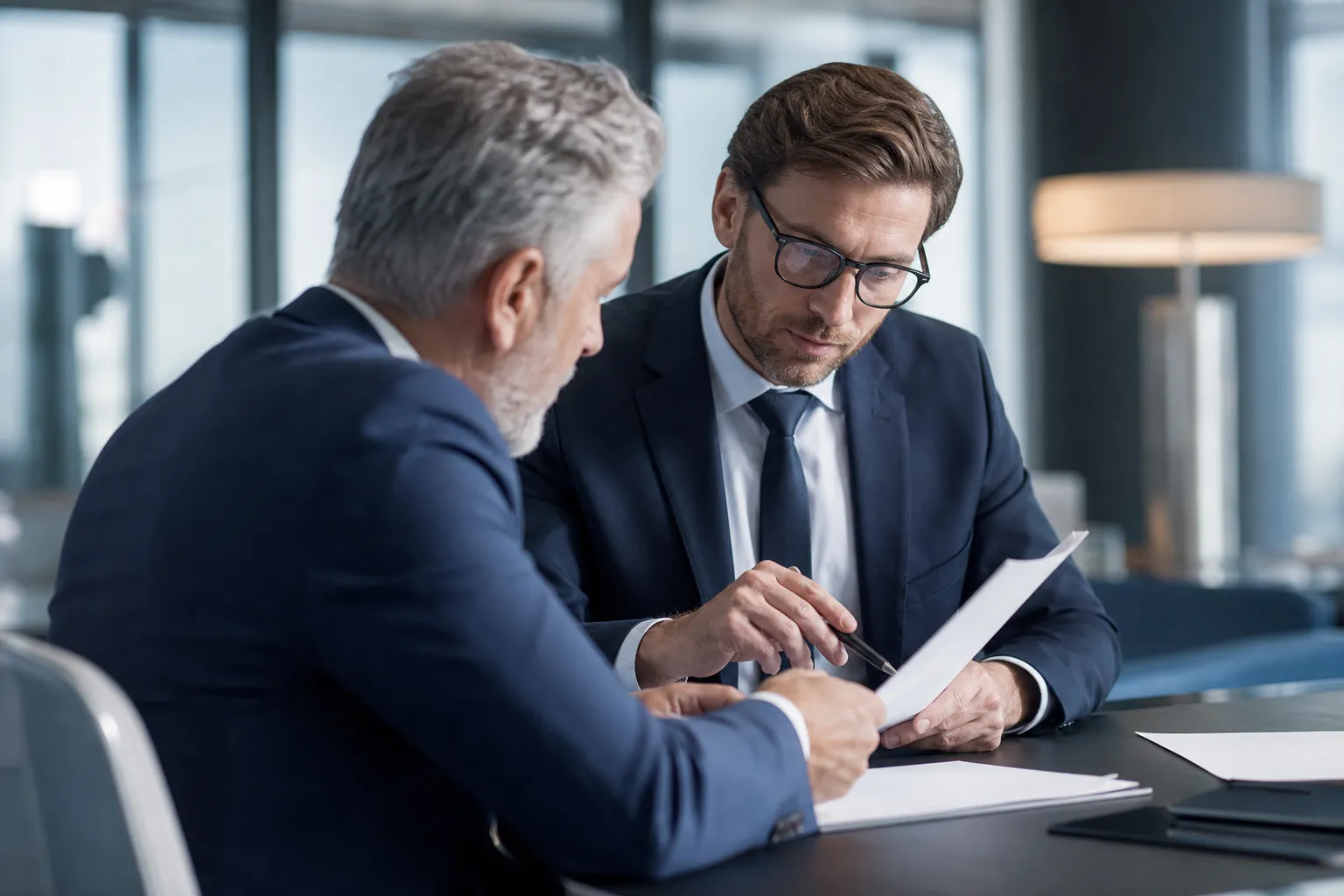 Une dirigeante et son expert-comptable préparent une demande de rescrit fiscal devant un ordinateur portable.
