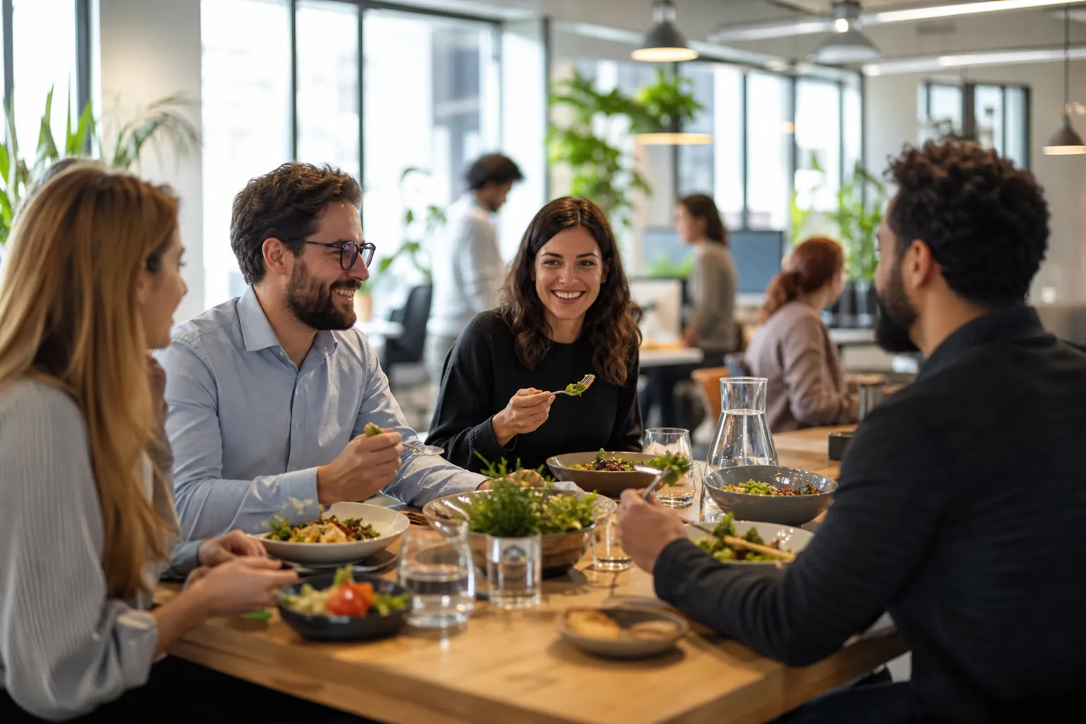Une salariée règle son déjeuner avec un titre-restaurant dématérialisé à la caisse d'un restaurant.
